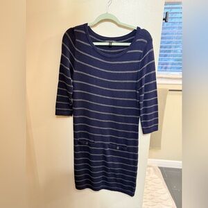 Banana Republic Navy and Gray Striped Sweater dress
